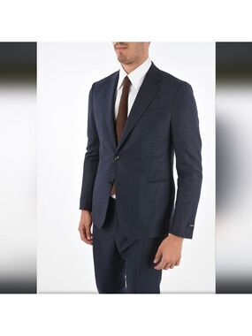 Z ZEGNA MEN'S BLACK WOOL CHECKERED SUIT 2 PC LIKE NEW 54 R